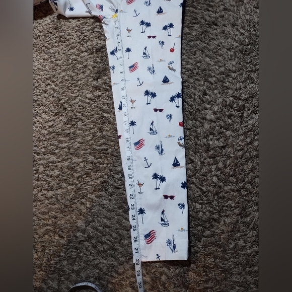 New Multiples Slim Sation Pull On Pants Nautical Patriotic Cherries - Picture 16 of 16